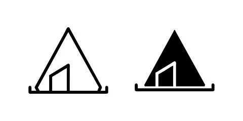 A minimalist vector icon set showcasing camping tents, perfect for outdoor .. Stock Illustration