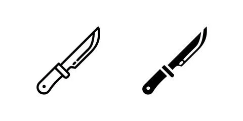 A minimalist vector icon set showcasing carving knives, perfect for cooking.. Stock Illustration