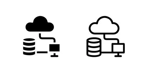 A minimalist vector icon set showcasing cloud storage symbols, perfect for .. Stock Illustration