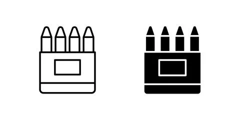 A minimalist vector icon set showcasing crayons, perfect for art, education.. Stock Illustration