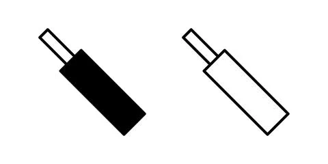 A minimalist vector icon set showcasing cricket bats, perfect for sports an.. Illustrazione stock