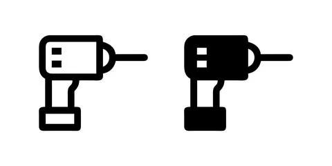 A minimalist vector icon set showcasing drills, perfect for construction an.. Stock Illustration