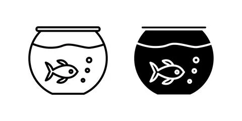 A minimalist vector icon set showcasing fish bowls, perfect for pet and aqu.. Stock Illustration