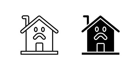 A minimalist vector icon set showcasing haunted houses, perfect for Hallowe.. Illustrazione stock
