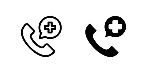 A minimalist vector icon set showcasing healthcare hotline symbols, perfect.. Stock Illustration