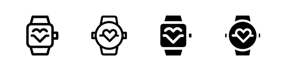 A minimalist vector icon set showcasing heartbeat monitor symbols, perfect .. Stock Illustration