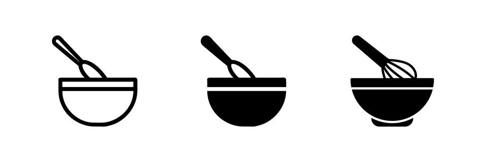 A minimalist vector icon set showcasing mixing bowls, perfect for cooking a.. Stock Illustration