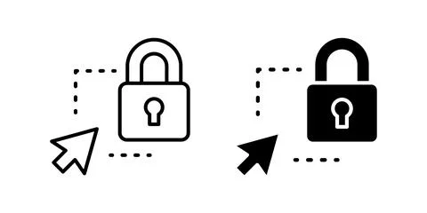A minimalist vector icon set showcasing padlock cursor symbols, perfect for.. Stock Illustration