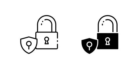A minimalist vector icon set showcasing padlock shield symbols, perfect for.. Stock Illustration