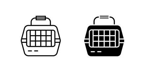 A minimalist vector icon set showcasing pet carriers, perfect for pet care .. Stock Illustration
