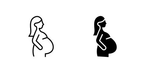 A minimalist vector icon set showcasing pregnant symbols, perfect for mater.. Stock Illustration