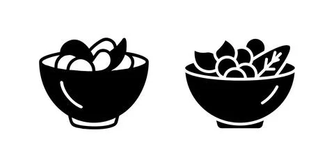 A minimalist vector icon set showcasing salad bowls, suitable for healthy e.. Stock Illustration