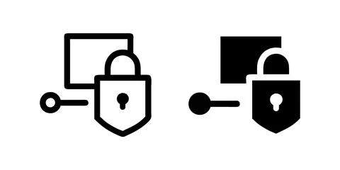 A minimalist vector icon set showcasing shield lock symbols, perfect for se.. Stock Illustration