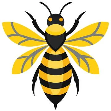 A minimalist vector illustration art of a bee with smooth colorful design. Stock Illustration