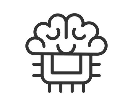 Minimalist vector illustration of a brain with a chip, symbolizing artifici.. 스톡 일러스트