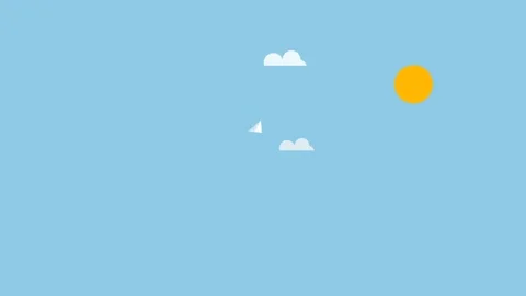 A minimalist vector illustration of a bright yellow sun in a clear blue sky 库存影片 336263584