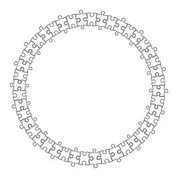 A minimalist vector illustration of a circular jigsaw puzzle border. This cle Stock Illustration