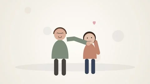 Minimalist vector illustration of connected people showing friendship, supp.. Stock Footage 344640007