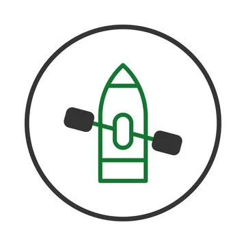 Minimalist vector illustration depicts rowing adventure boat and paddle in .. Stock Illustration