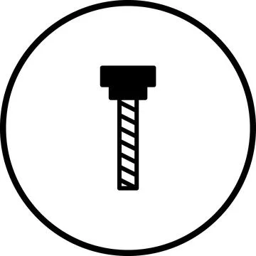 Minimalist vector illustration of a drill bit in a circular frame for desig.. Stock Illustration