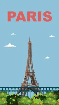 Minimalist Vector Illustration of the Eiffel Tower Landmark in Paris France Stock Illustration