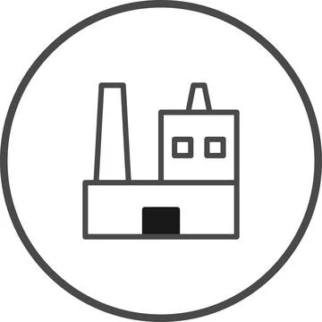 Minimalist vector illustration of a factory inside a circle for industrial .. Stock Illustration