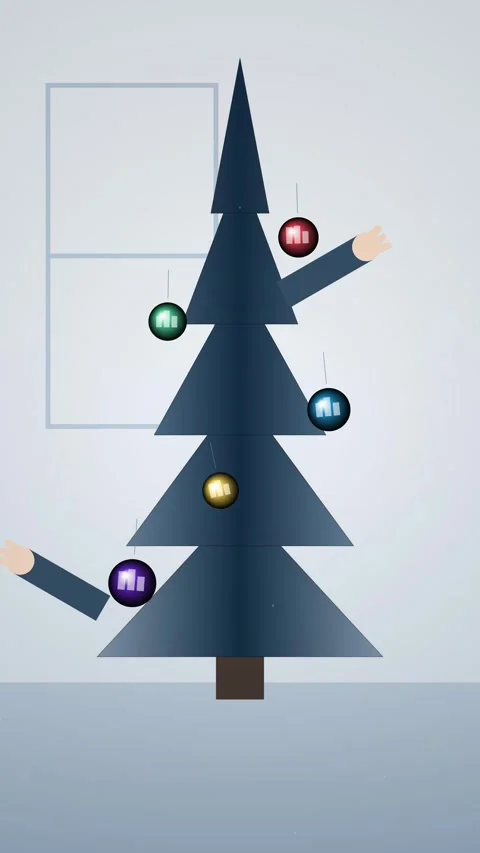 Minimalist vector illustration of a festive decorated christmas tree for ho.. Video stock 344934836