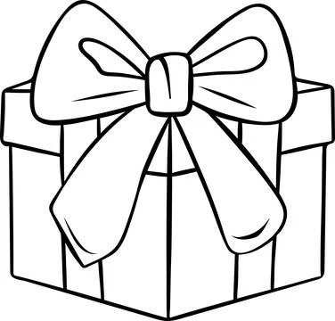 Minimalist vector illustration of festive wrapped present. Sketch-style bla.. Ilustración de archivo