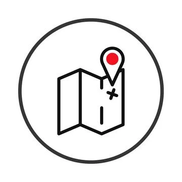 Minimalist vector illustration of folded map with location pin for journey .. 스톡 일러스트