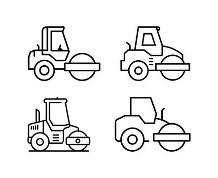 Minimalist Vector Illustration of Four Construction Rollers Stock Illustration