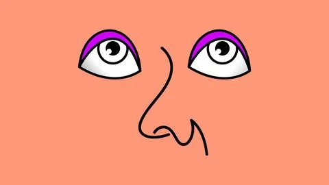 Minimalist Vector Illustration of Looking Up Eyes with Purple Eyeshadow Stock Illustration