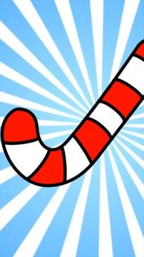 Minimalist vector illustration of a red and white candy cane on a blue radi.. Stock Illustration