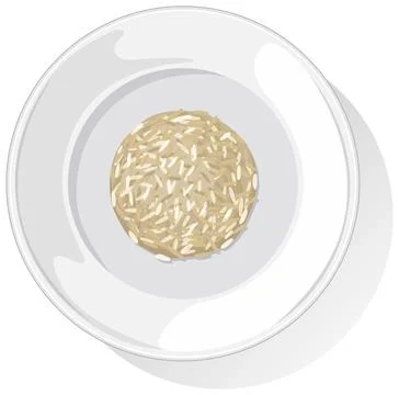 Minimalist Vector Illustration of Rice on Plate Stock Illustration
