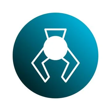 A minimalist vector illustration showcasing a robotic claw grabbing a spher.. Stock Illustration