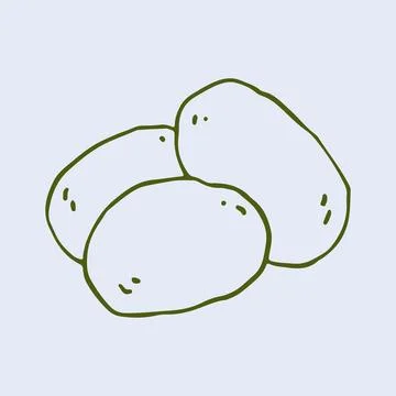Minimalist vector illustration of three fresh potatoes in a hand drawn style Stock Illustration