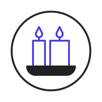 Minimalist vector illustration of two burning candles within a circular fra.. 스톡 일러스트