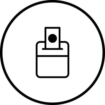 Minimalist Vector Illustration: Voting Booth with Ballot Box in Circular Fr.. 스톡 일러스트