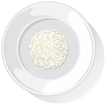 Minimalist Vector Illustration of White Rice on Plate Stock Illustration