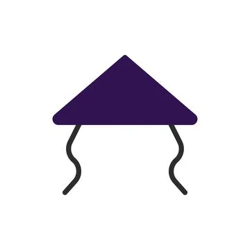 Minimalist vector image of a geometric violet headdress with string element.. Stock Illustration