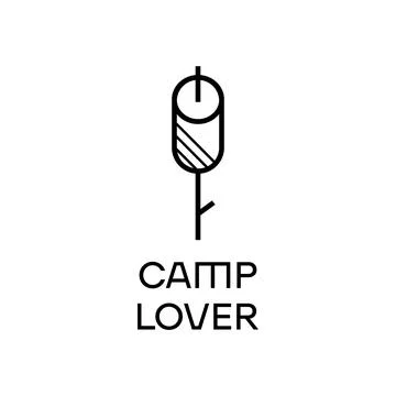 Minimalist vector logo with marshmallow on stick Stock Illustration