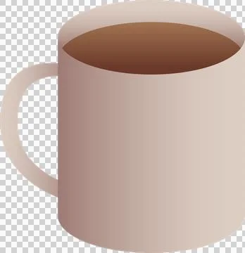 Minimalist vector mug sitting on transparent background, showing gradient Stock Illustration
