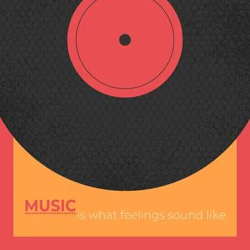 Minimalist vector music poster with flat vinyl record emblem Stock Illustration