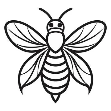 A minimalist vector outline of a bee with smooth lines and creative line art. Stock Illustration