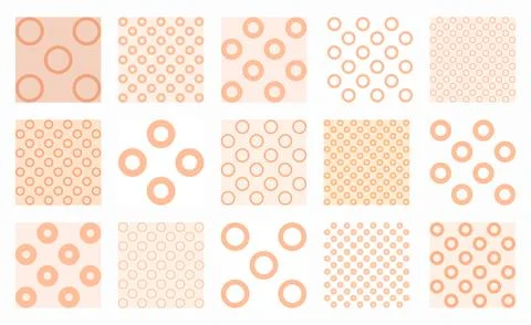 Minimalist vector patterns in Peach Fuzz, featuring soft rings and circles in Stock Illustration