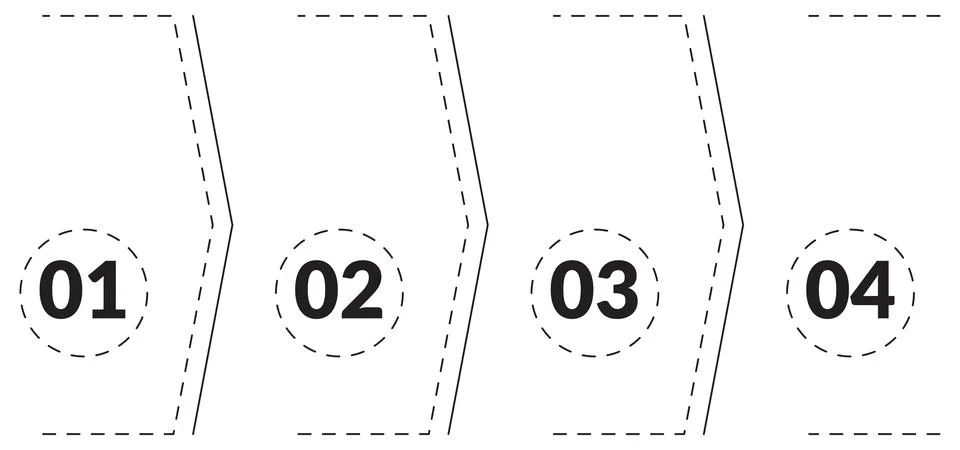 Minimalist vector template featuring four sequential steps Stock Illustration