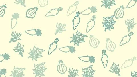 Minimalist Vegetable Outline Pattern on a Soft Yellow Background. Stock Illustration