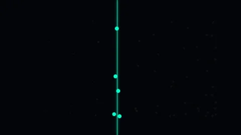 Minimalist vertical cyan line with floating dots on a deep black background Stockbeeldmateriaal 338310859