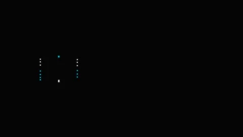 Minimalist vertical line of small light blue squares on a black background Stock Footage 339617606