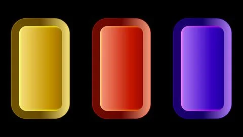 Minimalist vertical rounded card UI elements with vibrant gold red and purp.. 库存插图
