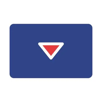 Minimalist visual featuring a geometric red down arrow symbol on blue canvas Illustration